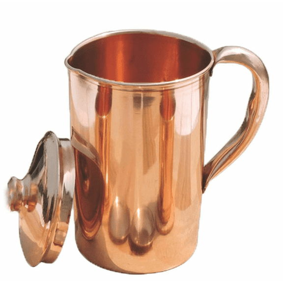 Pure Copper Smooth Water Jug Copper Pitcher For Ayurveda 100% Health Benefit