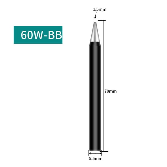 Pure Copper Soldering Iron Tip for BB for C for K Series, 60W High Heat Conduction Welding Repair Tool, 150-480C Operating Temp(BB-1.5mm)