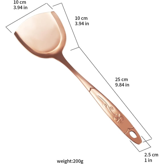 Pure Copper Spatula 10.6 Inch Handmade Thickened Kitchen Cooking Utensil for Home and Restaurant Use
