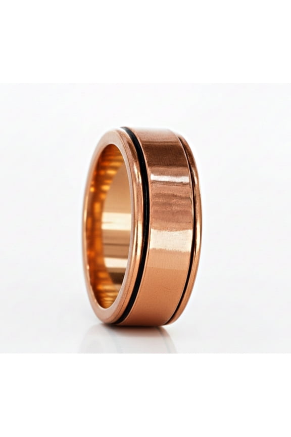 Pure Copper Spinner Ring, Wide Copper Band Ring, Meditation Ring, Anxiety Relief Spinning Band