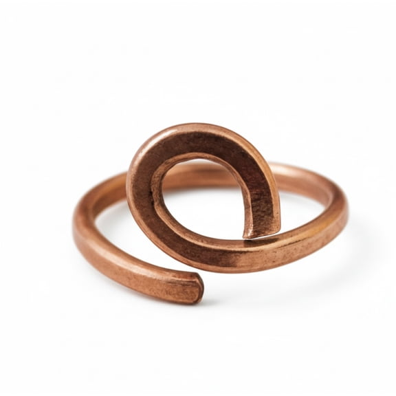 Pure Copper Spiral Ring, Modern Open Band Minimalist Design, Statement Ring