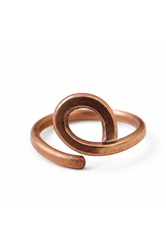 Pure Copper Spiral Ring, Modern Open Band Minimalist Design, Statement Ring
