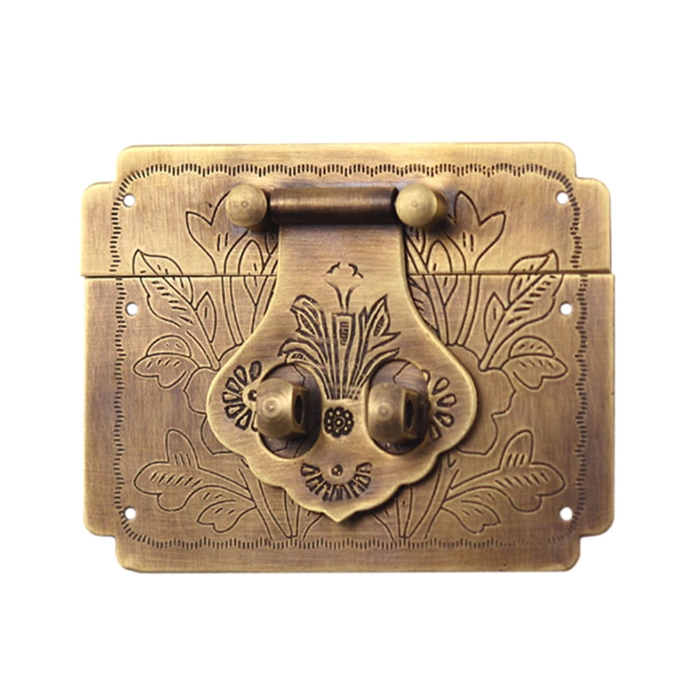 Pure Copper Square Jewelry Box Latch Retro Decorative Lock Catch Wooden