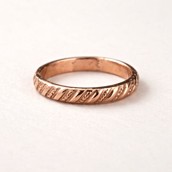 Pure Copper Stacking Ring, Minimalist Textured Band Ring, Handmade Bohemian Jewelry