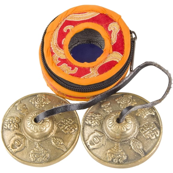 Pure Copper Touch Bell;Eight Treasures Auspicious Pattern;Mindfulness Meditation ;Portable Musical Toy Bell Set