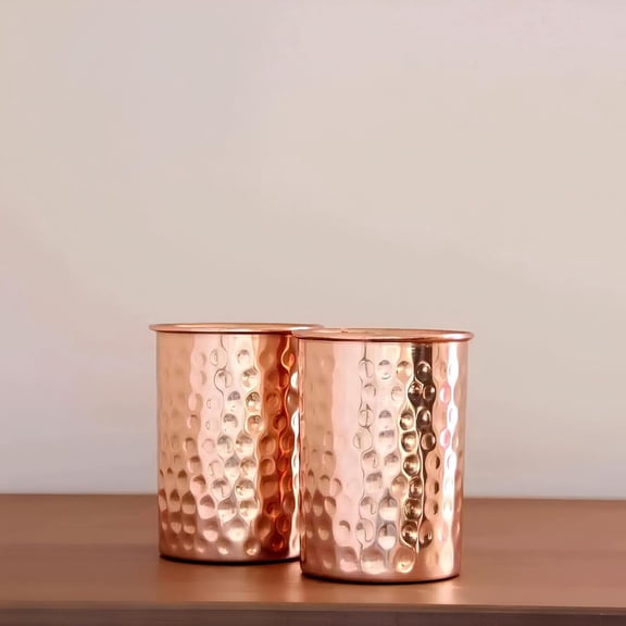 Pure Copper Tumblers for Drinking - Ayurvedic Health Pure Copper Cup Pack Of 2