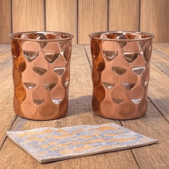 Pure Copper Tumblers for Drinking - Ayurvedic Health Pure Copper Cups Pack Of 6