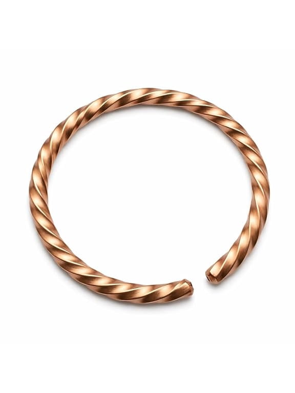 Pure Copper Twisted Kada Bracelet for Men & Women | Adjustable Open Cuff Copper Kada