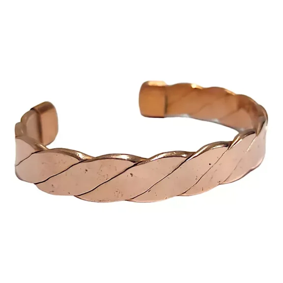 Pure Copper Twisted Wave 2 Pieces Unisex Bracelet Arthritis Meditation Cuff Gift