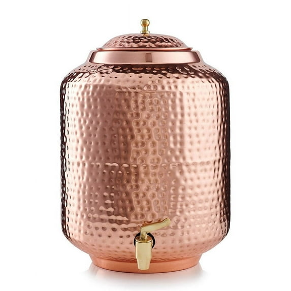 Pure Copper Vessel Tank Pot Matka 8 Liter Hammered Copper Water Dispenser Container Pot , Storage Pot