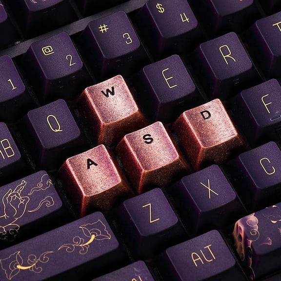 Pure Copper WASD Keycaps Set, Cherry Profile Thick Metal Artisan Keys for Mechanical Keyboard, Custom Engraved Gaming Keycaps Universal MX Stem