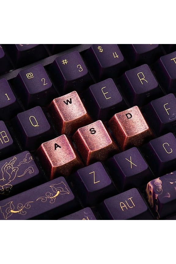 Pure Copper WASD Keycaps Set, Cherry Profile Thick Metal Artisan Keys for Mechanical Keyboard, Custom Engraved Gaming Keycaps Universal MX Stem