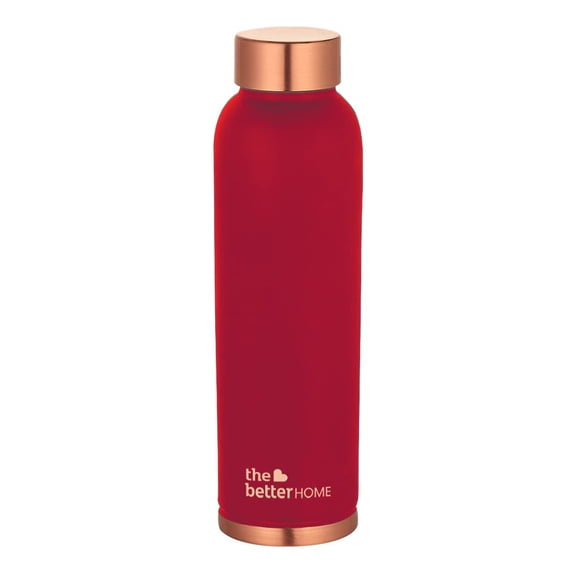 Pure Copper Water Bottle - 1 Liter, Maroon | BPA Free, Leak Proof Bottle For School Kids | Non Plastic Bottles For Office | Water Bottal