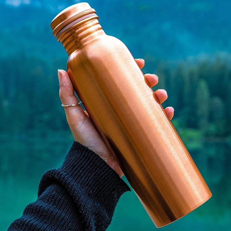NORMAN JR Copper Water Bottle 1 Liter (6-Pack Gift Box) - Pure Hammered Copper, Ayurvedic Health Benefits