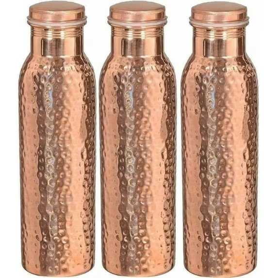Pure Copper Water Bottle For Yoga Ayurveda Health Benefits 950 Ml Hammered By Indian Handmade