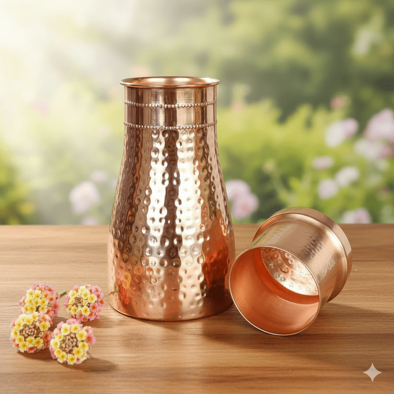 Pure Copper Water Bottle With Leak Proof Contains Ayurveda Health Benefits For Drinking Water Bottle 900Ml