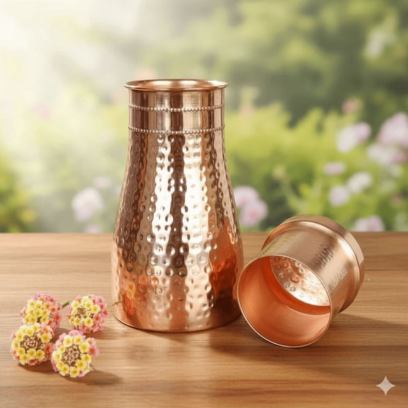 Pure Copper Water Bottle With Leak Proof Contains Ayurveda Health Benefits For Drinking Water Bottle 900Ml