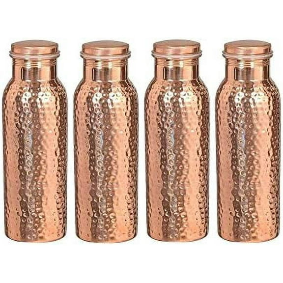 Pure Copper Water Bottle for Ayurvedic Health Benefits (Joint Free & leak proof) SET OF 4 PIECES