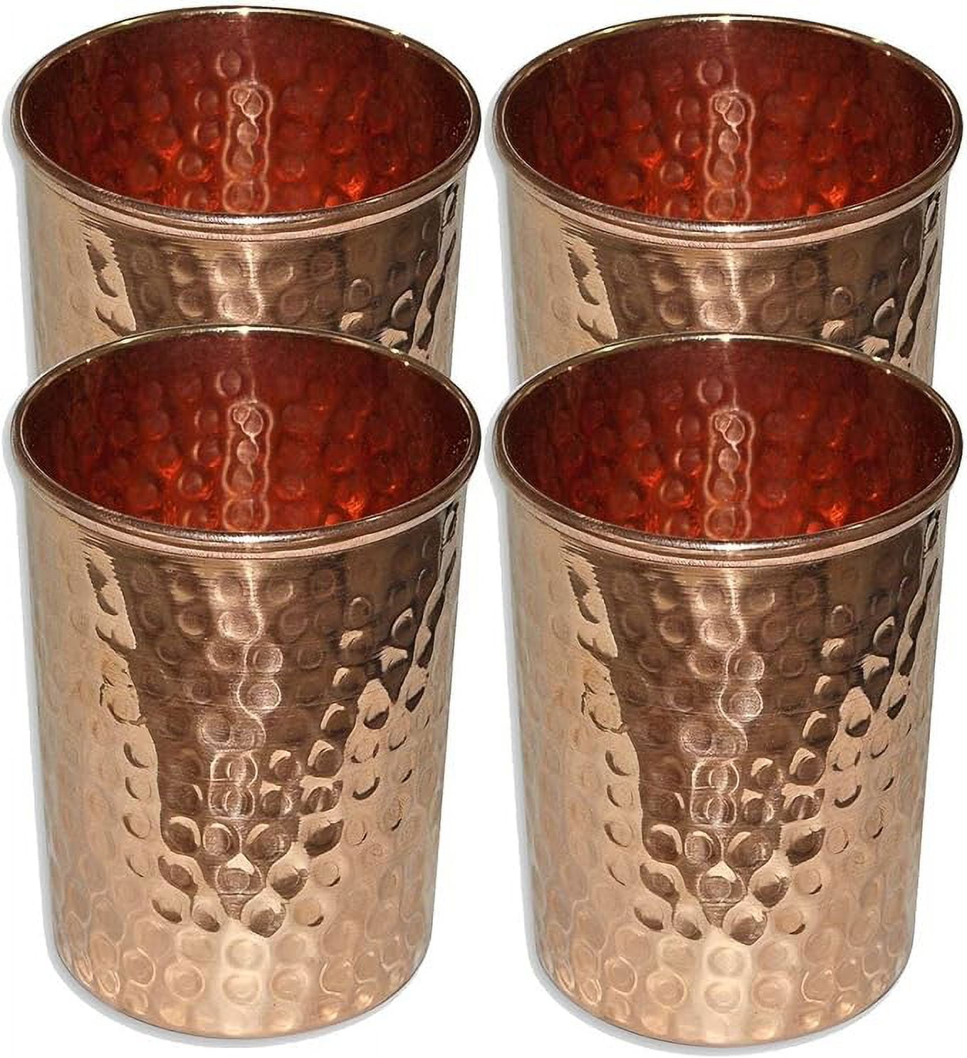 4 PCs Ayurveda Health Benefit Drink ware Pure Copper Moscow Mule Mug Serve Hammered India Ayurveda Yoga Joint Free 4 Pcs Copper Water Bottle
