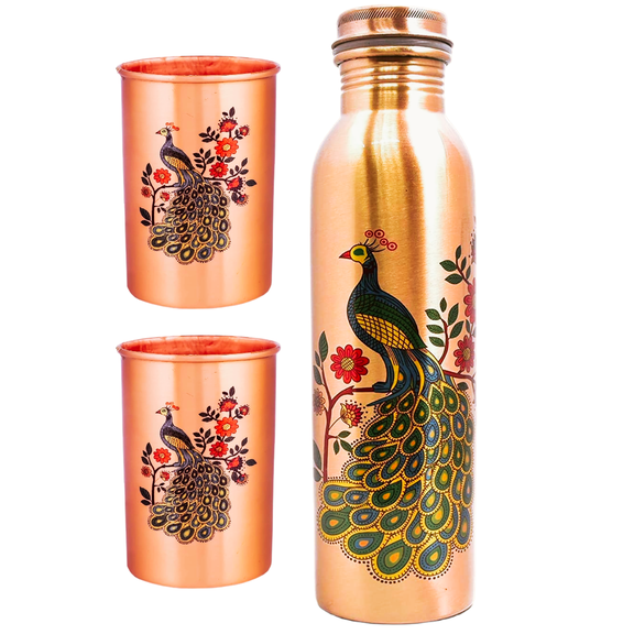 Pure Copper Water Jug with Lid & Handle – 1.5 Liter (50.7 fl oz) Hammered Diamond Design – Ayurvedic Drinking Water Pitcher for Home, Kitchen & Dining