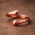 thumbnail image 1 of Pure Copper Wrap Ring – Smooth Hammered Minimalist Open Band – Handmade Adjustable Jewelry, 1 of 2