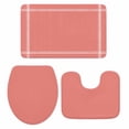 thumbnail image 1 of Pure Coral Red Bath Mat 3 Piece Bathroom Rug Set, Simple Solid Color Non Slip Bath Rug Contour Mat and Toilet Lid Cover, Absorbent Shower Mats Soft Bath Rugs and Mats Sets, 1 of 8