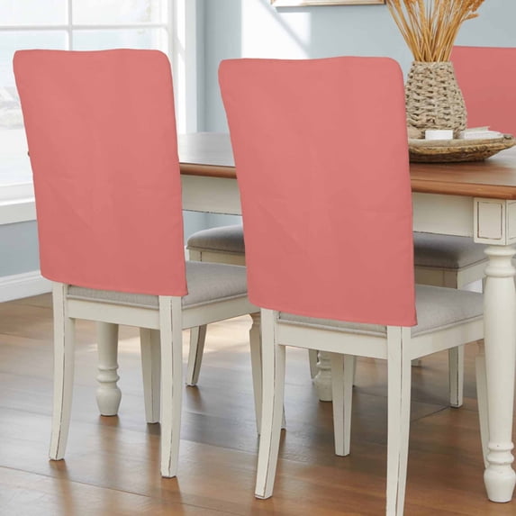 Pure Coral Red Chair Back Covers, Removable Chair Covers for Dining Chairs Set of 4, Washable Chairs Slipcovers Back Seat Protector for Wedding Party 19"x20"