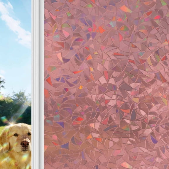 Pure Coral Red Window Privacy Film Stain Glass, Reusable Decorative Rainbow Window Film, Simple Solid Color Non-Adhesive Static Cling Sun Blocking Stickers Decals Covers 29.5" x 78.7" (2pcs)
