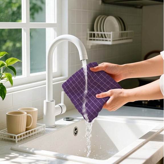 Pure Cotton Absorbent Plaid Kitchen Towel 28 * 13Inch Multi Color Household Cleaning Rag Strong Water Absorption Classic Plaid Design Durable Not Easy Lose Floss Multifunctional Washing Dishes