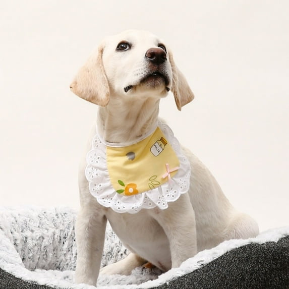 Soft Printed Dog Bibs Comfortable Cotton Cat Puppy Drool Bibs for Daily Use