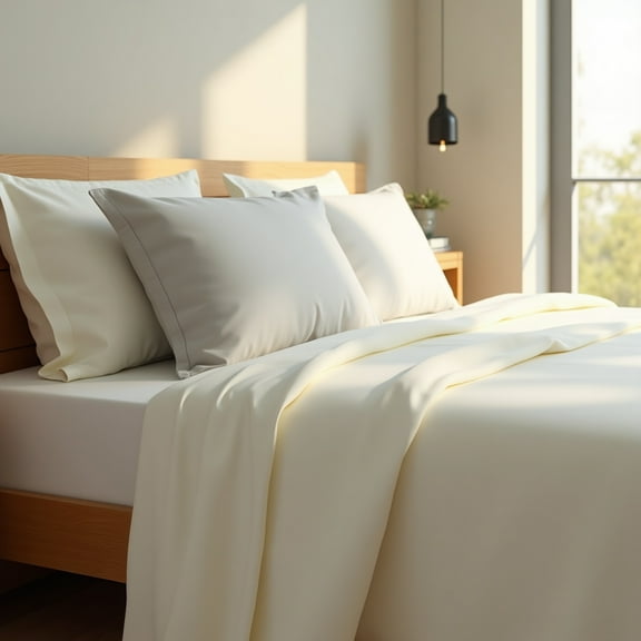 My Bed Linens Pure Cotton Bedsheet Set PIMA Cotton 400 TC Queen Size, White Sheets, Breathable and Comfortable