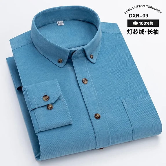 Pure Cotton Corduroy Long-Sleeved Shirt Men's Classic Retro Wear-Resistant Scratch-Resistant Casual Social Men Overalls