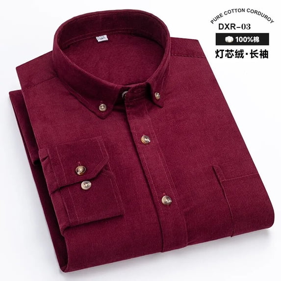 Pure Cotton Corduroy Long-Sleeved Shirt Men's Classic Retro Wear-Resistant Scratch-Resistant Casual Social Men Overalls