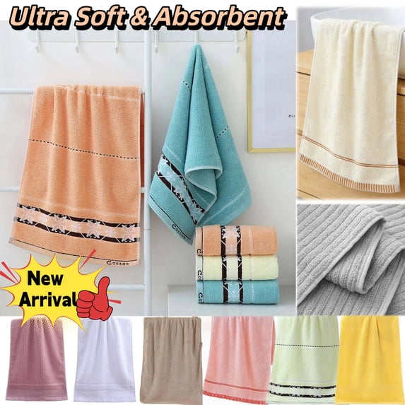 Pure Cotton Extra Large Daily Towel, High Absorbency Super Soft Face Towel, Lightweight and Portable Hand Towel for Bathroom and Travel, 28.3"x13.4", AKLJWH
