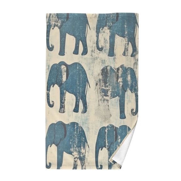 Pure Cotton Face Towel 16x28 Inches Hand Towel Bath Towel Hand Bath Towels Soft Good Water Absorption for Washing Face Wiping Face Blue Elephant Pattern