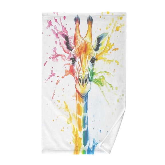 Pure Cotton Face Towel 16x28 Inches Hand Towel Bath Towel Hand Bath Towels Soft Good Water Absorption for Washing Face Wiping Face Rainbow Cute Giraffe