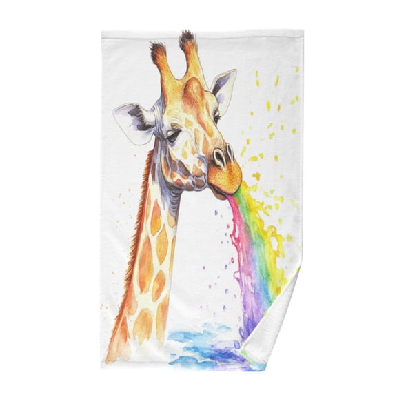 Pure Cotton Face Towel 16x28 Inches Hand Towel Bath Towel Hand Bath Towels Soft Good Water Absorption for Washing Face Wiping Face Rainbow Giraffe Pattern