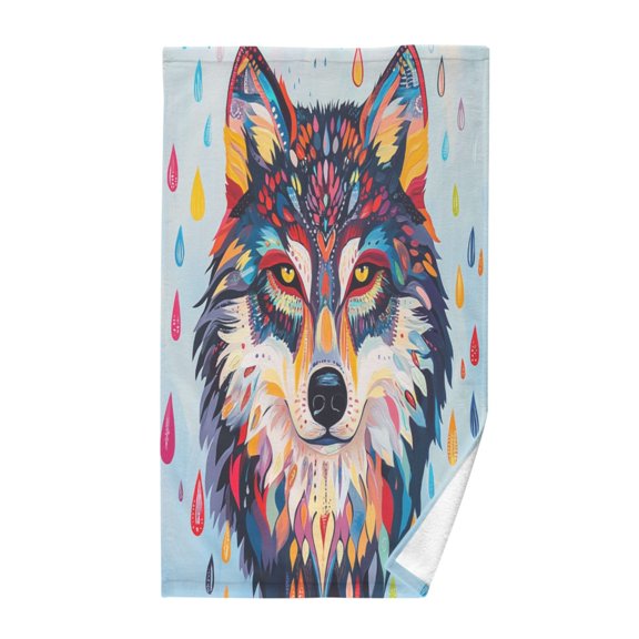 Pure Cotton Face Towel 16x28 Inches Hand Towel Bath Towel Hand Bath Towels Soft Good Water Absorption for Washing Face Wiping Face The Wolf and The Rain