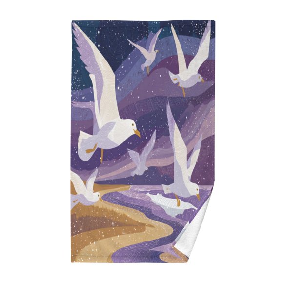 Pure Cotton Face Towel 16x28 Inches Hand Towel Bath Towel Hand Bath Towels Soft Good Water Absorption for Washing Face Wiping Face Beautiful Seagulls