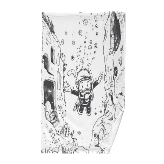 Pure Cotton Face Towel 16x28 Inches Hand Towel Bath Towel Hand Bath Towels Soft Good Water Absorption for Washing Face Wiping Face Black Diving