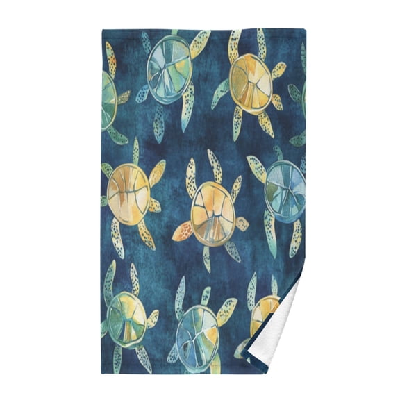 Pure Cotton Face Towel 16x28 Inches Hand Towel Bath Towel Hand Bath Towels Soft Good Water Absorption for Washing Face Wiping Face Cute Green Turtle