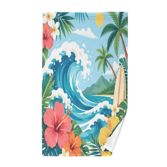 Pure Cotton Face Towel 16x28 Inches Hand Towel Bath Towel Hand Bath Towels Soft Good Water Absorption for Washing Face Wiping Face Wave Palm Tropical