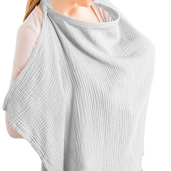 Pure Cotton Nursing Cover Multi-Functional Breastfeeding Shawl with Adjustable Strap for Car Seat and Stroller 75x95cm