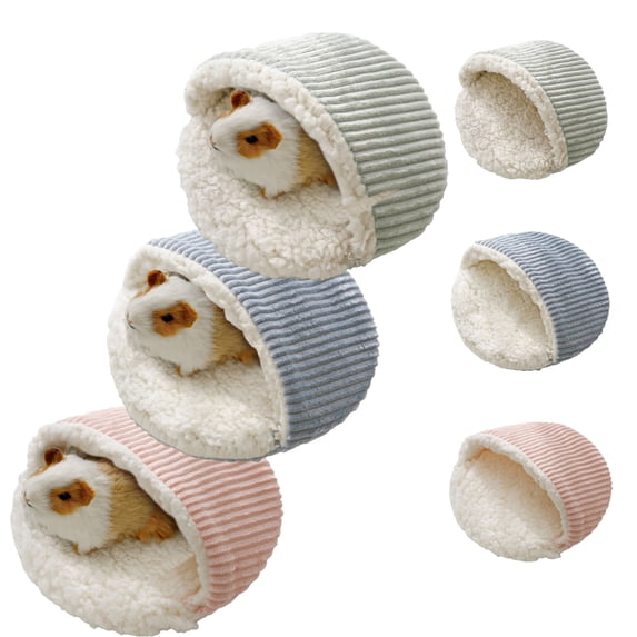 Pure Cotton Outer Soft Fleece Lined Small Animal Cave Bed, Winter Warm Cozy Guinea Pig Hideout Mat, Breathable Moisture Wicking Washable Pet Bedding Nest for Hamster Chinchilla Rats Tiny Furry Pets