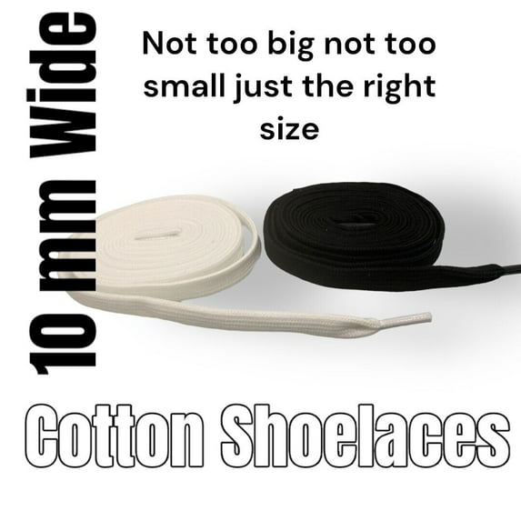Pure Cotton Shoelaces Wide 45" & 54" & 72" Long. High quality plush. New! (MPN:1 Pair Cotton Black 54";)