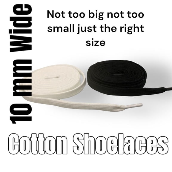 Pure Cotton Shoelaces Wide 45" & 54" & 72" Long. High quality plush. New! (MPN:1 Pair Cotton White 45";)