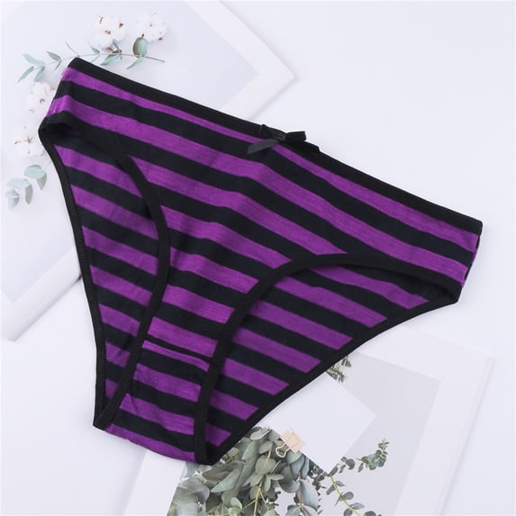 Pure Cotton Soft Basic Everyday Simple Bikini Briefs Thongs for Women Purple L