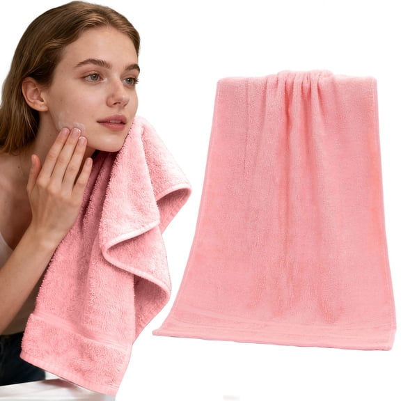 Pure Cotton Towel, Cotton Household Thickened Absorbent, Soft Towel Plain Color for Bathroom, Gym - 1 Pack