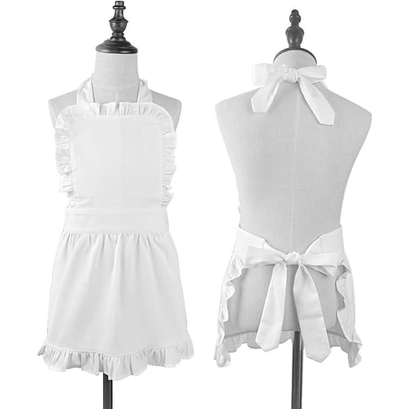 Pure Cotton White Children Princess Ruffle Cooking Apron for Kids 2-4 Years Old$$Home Decor, Kitchen, & Other