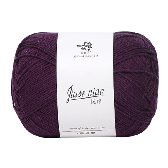 Pure Cotton Yarn for Hand Knitting Smooth Soft Texture Craft Thread for DIY Crochet Scarf Sweater Decorative Handmade Projects Pink Blue Color,cotton yarn,12 Purple Orchid,1PC